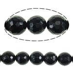 Natürliche schwarze Achat Perlen, Schwarzer Achat, rund, facettierte, 16mm, Bohrung:ca. 2mm, Länge 16 ZollInch, 5SträngeStrang/Menge, verkauft von Menge