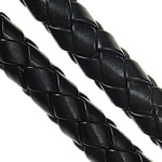 Corda de couro, Couro do plutônio, tecido/tecer/trançar, preto, 8mm, comprimento 100 m, vendido por Lot