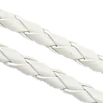 Leather Cord PU Leather woven white 4mm Length 100 m Sold By Lot