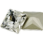 Cabochões de cristal, Quadrado, Rivoli volta & facetada, transparente branco, 14x14mm, 200PCs/Bag, vendido por Bag
