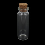 Jewelry Beads Container, Glass, with Wood, translucent, 22x62x22mm, Inner Diameter:Approx 12.5mm, 200PCs/Lot, Sold By Lot