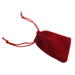 Velveteen Bag, Rectangle, red, 75x100x2mm, 100PCs/Bag, Sold By Bag