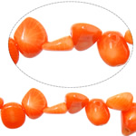 Natural Coral Helmet, Nuggets, punertavan oranssi, 9-12x7-19x3-7mm, Reikä:N. 1mm, Pituus N. 16.2 tuuma, 10säikeet/erä, N. 59PC/Strand, Myymät erä