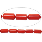 Perles en corail naturel, tube, rouge, 4x8mm, Trou:Environ 1mm, Longueur Environ 16 pouce, 10Strandstoron/lot, Environ 50PC/brin, Vendu par lot