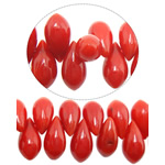 Perles en corail naturel, larme, rouge, 9x5mm, Trou:Environ 1mm, Longueur 14 pouce, 10Strandstoron/lot, Environ 112PC/brin, Vendu par lot