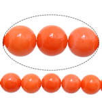 Perles en corail naturel, Rond, orange rougeâtre, 8mm, Trou:Environ 1mm, Longueur Environ 16 pouce, 10Strandstoron/lot, Environ 50PC/brin, Vendu par lot