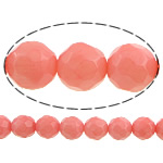 Natural Coral Beads Round faceted lotus red 7mm Approx 0.5mm Length Approx 16 Inch Approx Sold By Lot