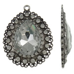 Glass Zinc Alloy Pendant Teardrop antique silver color plated with rhinestone lead & cadmium free Approx 4mm Sold By Bag