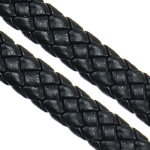 Koža kabel, PU, tkane, crn, 9x4mm, 100m/Lot, Prodano By Lot