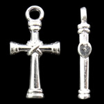 Tibetan Style Cross Pendants, silver color plated, nickel, lead & cadmium free, 11x20x3mm, Hole:Approx 2mm, Approx 1078PCs/KG, Sold By KG
