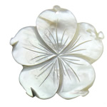 Natural Black Shell Pendler, Flower, Carved, 45x45x2.50mm, Hole:Ca. 1.5mm, 10pc'er/Lot, Solgt af Lot