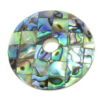 Ciondoli naturali in conchiglia abalone, Ciambella, mosaico, 35x35x5mm, Foro:Appross. 6mm, 10PC/lotto, Venduto da lotto