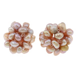 Míč clusteru perlový korálky, Sladkovodní Pearl, Květina, přírodní, nachový, 15mm, Prodáno By PC