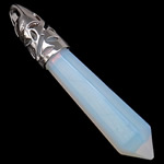 Pendentifs opale de mer, Opaline, avec laiton, pendule, Placage de couleur platine, 11x62x11mm, Trou:Environ 4mm, 20PC/lot, Vendu par lot