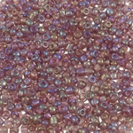 Transparant Glas Seed Beads, Glas rocailles, Ronde, regenboog, doorschijnend, lichtpaars, 2x1.9mm, Gat:Ca 1mm, Ca 45000pC's/Bag, Verkocht door Bag