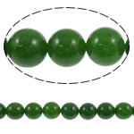 Jade korálky, Nefrit, Kolo, zelený, 12mm, Otvor:Cca 1mm, Délka Cca 15 inch, 5přediva/Lot, Prodáno By Lot