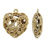 Tibetan Style Pendant Rhinestone Setting, Heart, gold color plated, high quality plating and never fade & hollow, nickel, lead & cadmium free, 29x34x12mm, Hole:Approx 2mm, Approx 10PCs/Bag, Sold By Bag