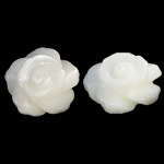 Natural White Shell Perler, Flower, Carved, halv-boret, nikkel, bly & cadmium fri, 8x8x4mm, Hole:Ca. 1.2mm, 50pc'er/Bag, Solgt af Bag