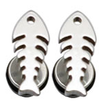 Rozsdamentes acél Ear Piercing ékszerek, Stainless Steel, -val Gumi, Hal, az eredeti szín, 13x6mm, Kb 10párok/Lot, Által értékesített Lot