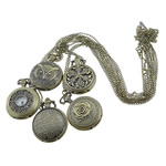 Fashion Watch Necklace, Tibetan Style, with Iron, antique bronze color plated, mixed, nickel, lead & cadmium free, 40x51x15mm, Length:Approx 18 Inch, 30Strands/Lot, Sold By Lot