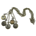 Fashion Watch Necklace, Tibetan Style, with Iron, antique bronze color plated, mixed, nickel, lead & cadmium free, 27-30x40-43x11-23mm, Length:17.5 Inch, 30Strands/Lot, Sold By Lot