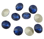 Crystal Cabochons Flat Round rivoli back & faceted Dark Sapphire Sold By Bag