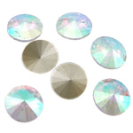 Crystal Cabochons Flat Round AB color & rivoli back & faceted Sold By Bag