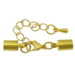 Brass Lobster Claw Cord Clasp gold color plated with end cap nickel lead & cadmium free 34mm Inner Approx 4.5mm Sold By Lot