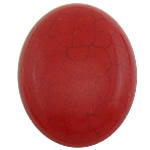 Natural Turkoosi Cabochon, Synteettinen Turkoosi, Flat Oval, suoraseinämäisten, punainen, 30x40x6mm, 50PC/erä, Myymät erä