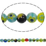 Glas Chevron kralen, Ronde, handgemaakt, gemengde kleuren, 8mm, Gat:Ca 1mm, Lengte Ca 15 inch, 10strengen/Lot, Verkocht door Lot
