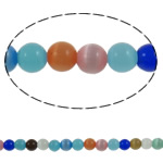 Cats eye smykker Perler, Runde, forskellig størrelse for valg, blandede farver, Hole:Ca. 1mm, Længde Ca. 14.7 inch