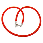 Fashion Necklace Cord Nylon Coated Rubber Rope with Brass brass lobster clasp with 2lnch extender chain platinum color plated red 5mm Length 18 Inch Sold By Lot