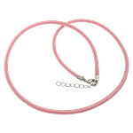 Fashion Necklace Cord Nylon Coated Rubber Rope with Brass brass lobster clasp with 2lnch extender chain platinum color plated pink 5mm Length 18 Inch Sold By Lot