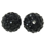 Perles d'argile Pave strass, argile, Rond, avec strass, noire, 12mm, Trou:Environ 2mm, 50PC/sac, Vendu par sac