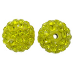 Rhinestone Clay Pave Beads, Round, with rhinestone, Citrine, 12mm, Hole:Approx 2mm, 50PCs/Bag, Sold By Bag