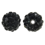 Perles d'argile Pave strass, argile, Rond, avec strass, noire, 8mm, Trou:Environ 1.5mm, 50PC/sac, Vendu par sac