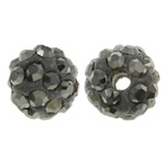 Perles d'argile Pave strass, argile, Rond, avec strass, jet hématite, 8mm, Trou:Environ 1.5mm, 50PC/sac, Vendu par sac
