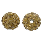 Rhinestone Clay Pave Beads, Round, with rhinestone, yellow, 10mm, Hole:Approx 2mm, 50PCs/Bag, Sold By Bag