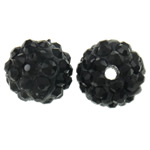 Perles d'argile Pave strass, argile, Rond, avec strass, noire, 10mm, Trou:Environ 2mm, 50PC/sac, Vendu par sac