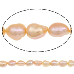 Baroko Kultūringas gėlavandenių perlų karoliukai, Gėlo vandens perlų, Barokas, natūralus, rožinis, 11-12mm, Skylė:Apytiksliai 0.8mm, Parduota už 15 Inch Strand