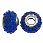 European Resin Beads Rondelle platinum color plated brass double core without troll & with rhinestone dark blue Approx 5mm Sold By Lot