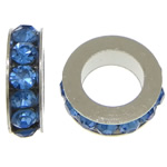 Rhinestone Spacers Zinc Alloy Rondelle platinum color plated with rhinestone blue nickel lead & cadmium free Approx 5mm Sold By Lot