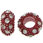 Zinc Alloy European Beads Rondelle stoving varnish without troll & with rhinestone deep red nickel lead & cadmium free Approx 5mm Sold By Lot