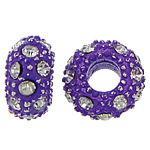 Zinc Alloy European Beads Rondelle stoving varnish without troll & with rhinestone purple nickel lead & cadmium free Approx 5mm Sold By Lot