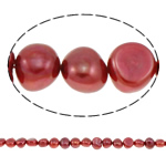 Bulvių išauginti gėlavandenių perlų karoliukai, Gėlo vandens perlų, Bulvė, raudonas, Įvertinimas, 9-10mm, Skylė:Apytiksliai 0.8mm, Parduota už 14.5 Inch Strand