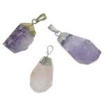 Quartz Gemstone Pendants with Zinc Alloy gilding mixed 13- Approx Sold By Lot