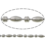 Stainless Steel Ball Chain, original color, 6x3.2mm, 3.2mm, Length:100 m, Sold By Lot