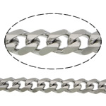 Nehrđajućeg čelika Curb Chain, Nehrđajući čelik, rubnik lanac, izvorna boja, 7x5x1.50mm, Dužina 100 m, Prodano By Lot