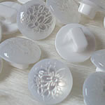 Resin Shank Button Flat Round Carved white 11.50mm Sold By Bag