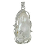 Freshwater Pearl Pendants Cultured Freshwater Nucleated Pearl with Zinc Alloy Nuggets natural white Approx Sold By PC
